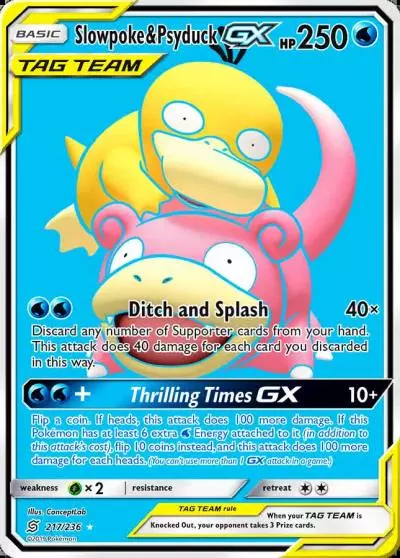 Slowpoke & Psyduck-GX 217/236 Unified Minds Pokemon card