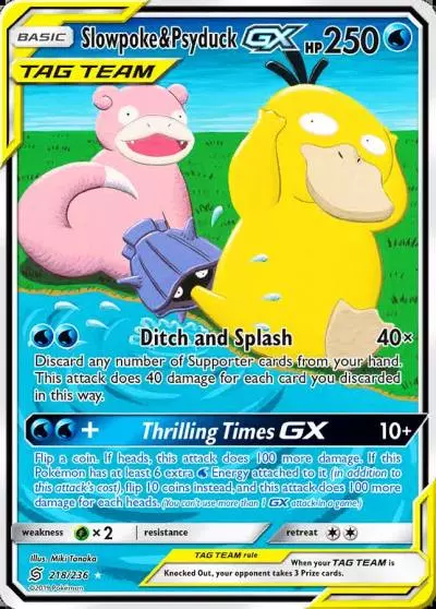 Slowpoke & Psyduck-GX 218/236 Unified Minds Pokemon card