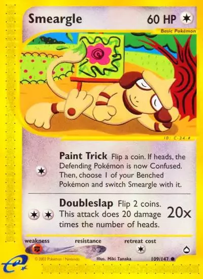 Smeargle 109/147 Aquapolis Pokemon card