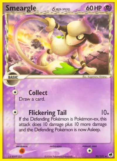 Smeargle δ 39/101 Dragon Frontiers Pokemon card