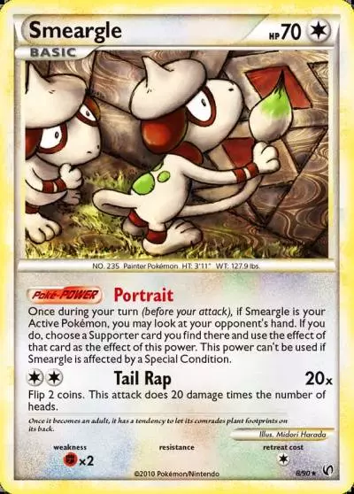 Smeargle 8/90 HS—Undaunted Pokemon card