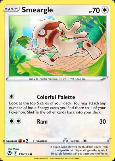 Smeargle 137/195 Silver Tempest Pokemon card