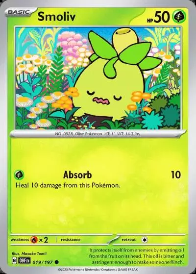 Smoliv 19/197 Obsidian Flames Pokemon card