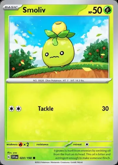 Smoliv 20/198 Scarlet & Violet Pokemon card