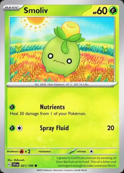 Smoliv 21/198 Scarlet & Violet Pokemon card