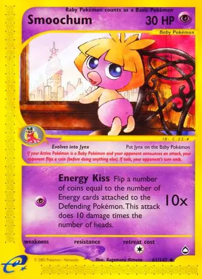 Smoochum 61/147 Aquapolis Pokemon card