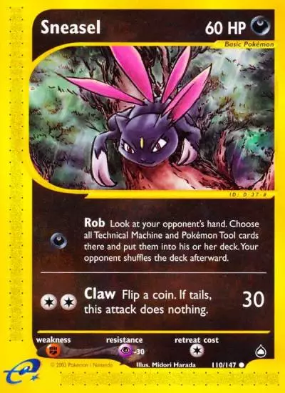 Sneasel 110/147 Aquapolis Pokemon card