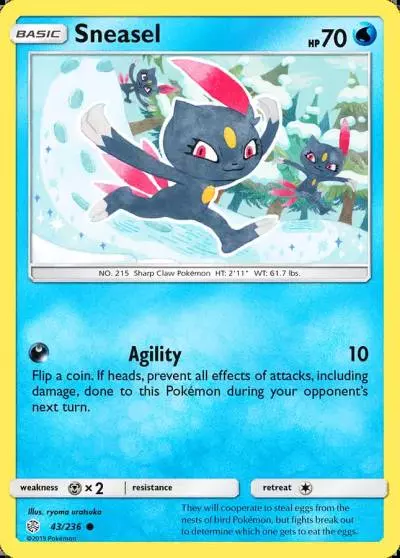 Sneasel 43/236 Cosmic Eclipse Pokemon card