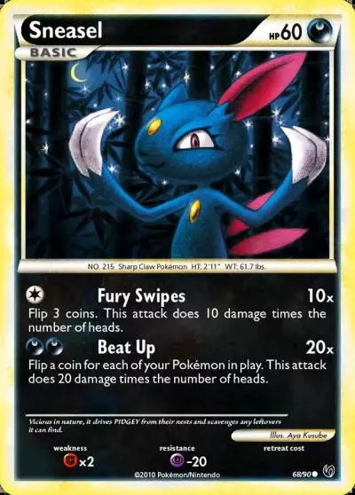 Sneasel 68/90 HS—Undaunted Pokemon card