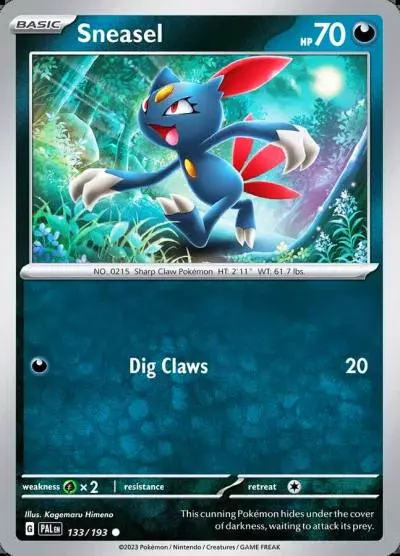 Sneasel 133/193 Paldea Evolved Pokemon card