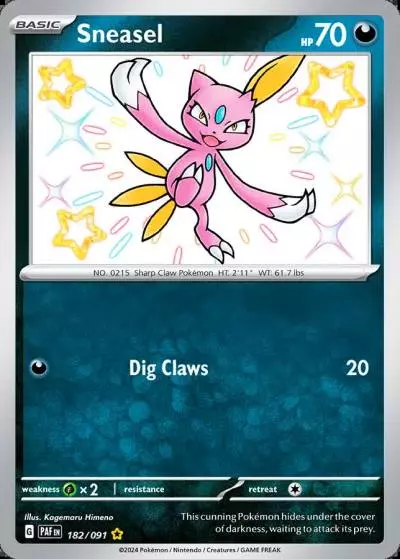 Sneasel 182/91 Paldean Fates Pokemon card