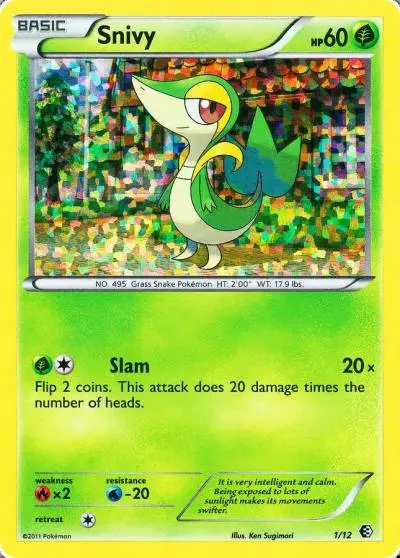 Snivy 1/12 McDonald's Collection 2011 Pokemon card