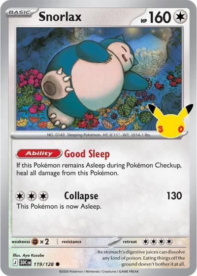 Snorlax 119/128 30th Celebration Pokemon card