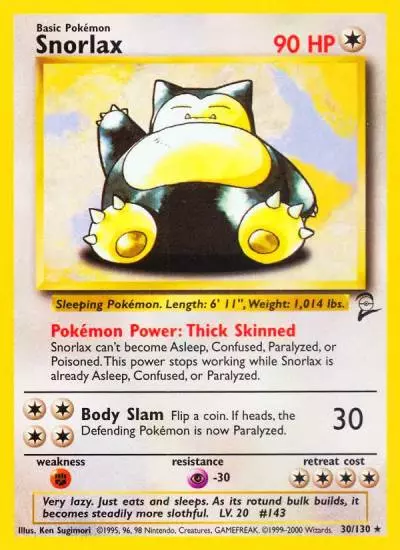 Snorlax 30/130 Base Set 2 Pokemon card