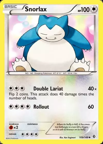 Snorlax 109/149 Boundaries Crossed Pokemon card