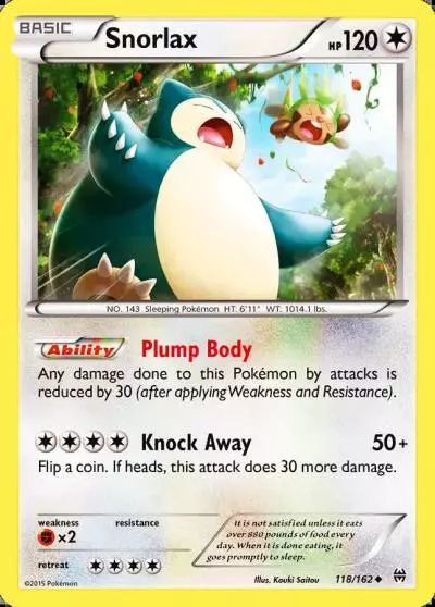 Snorlax 118/162 BREAKthrough Pokemon card