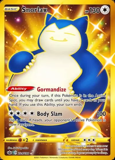 Snorlax 224/198 Chilling Reign Pokemon card