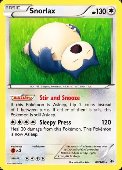 Snorlax 80/106 Flashfire Pokemon card