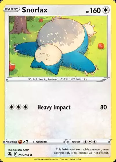 Snorlax 206/264 Fusion Strike Pokemon card