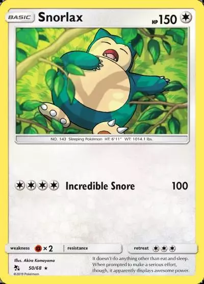 Snorlax 50/68 Hidden Fates Pokemon card