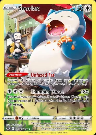 Snorlax TG10/30 Lost Origin Trainer Gallery Pokemon card
