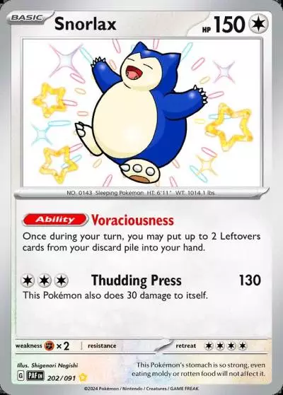 Snorlax 202/91 Paldean Fates Pokemon card