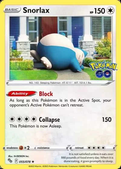 Snorlax 55/78 Pokémon GO Pokemon card