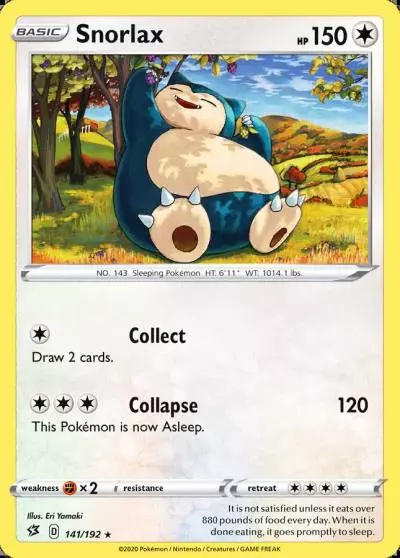 Snorlax 141/192 Rebel Clash Pokemon card