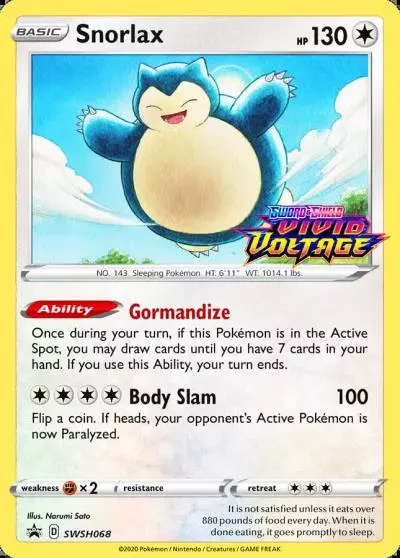Snorlax SWSH068/307 SWSH Black Star Promos Pokemon card