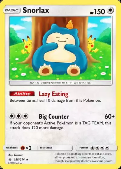 Snorlax 158/214 Unbroken Bonds Pokemon card