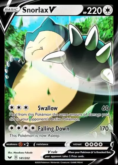 Snorlax V 141/202 Sword & Shield Pokemon card