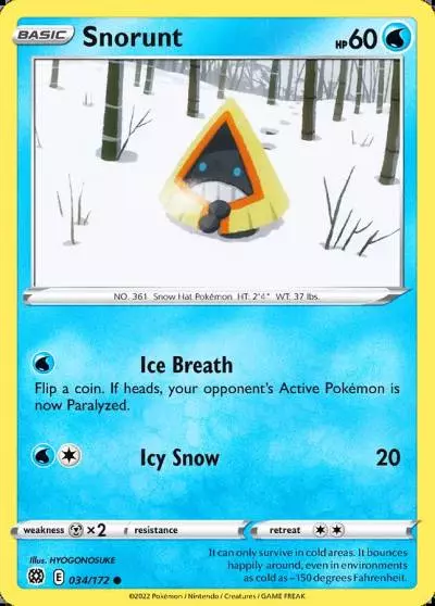 Snorunt 34/172 Brilliant Stars Pokemon card
