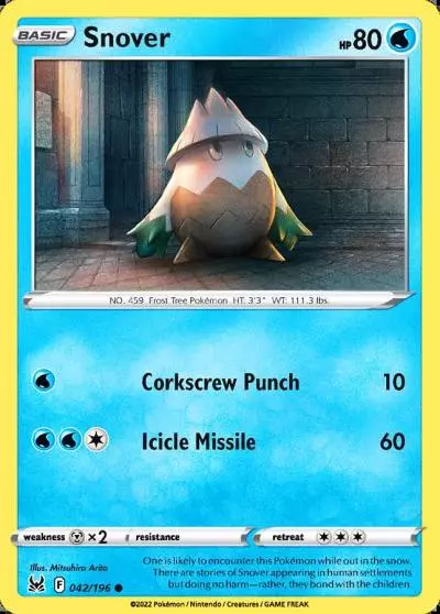 Snover 42/196 Lost Origin Pokemon card