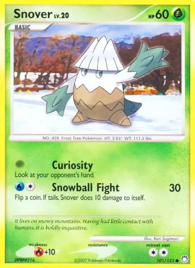 Snover 101/123 Mysterious Treasures Pokemon card