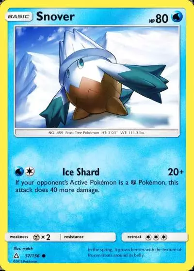 Snover 37/156 Ultra Prism Pokemon card