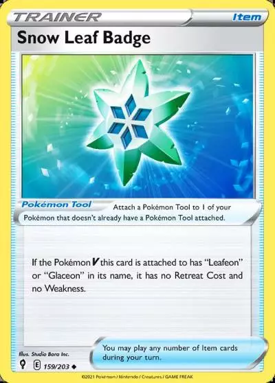 Snow Leaf Badge 159/203 Evolving Skies Pokemon card