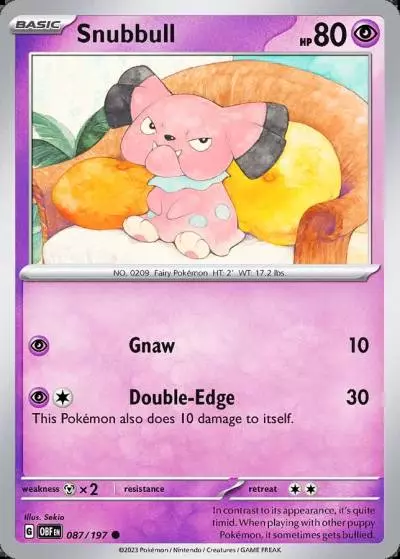 Snubbull 87/197 Obsidian Flames Pokemon card
