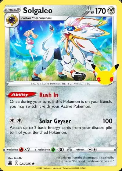 Solgaleo 21/25 Celebrations Pokemon card
