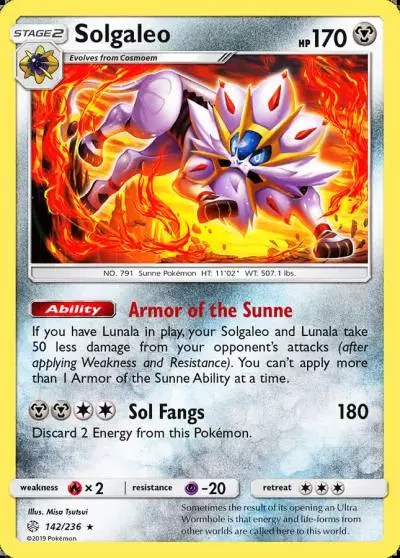 Solgaleo 142/236 Cosmic Eclipse Pokemon card