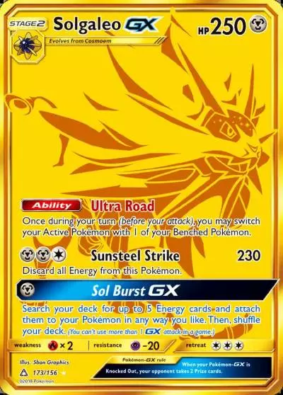 Solgaleo-GX 173/156 Ultra Prism Pokemon card