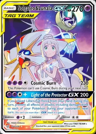 Solgaleo & Lunala-GX 216/236 Cosmic Eclipse Pokemon card