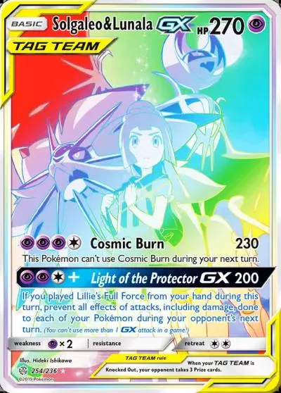 Solgaleo & Lunala-GX 254/236 Cosmic Eclipse Pokemon card