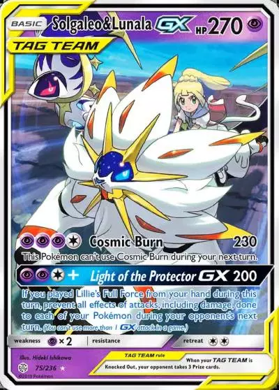Solgaleo & Lunala-GX 75/236 Cosmic Eclipse Pokemon card