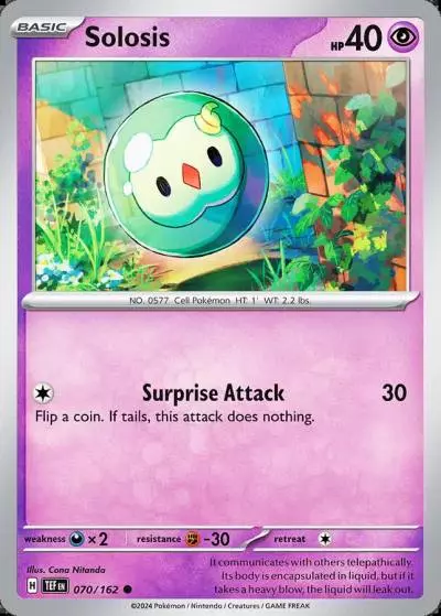 Solosis 70/162 Temporal Forces Pokemon card