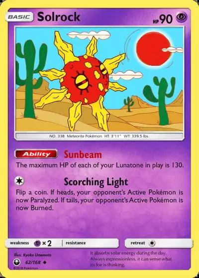 Solrock 62/168 Celestial Storm Pokemon card