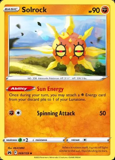 Solrock 69/159 Crown Zenith Pokemon card