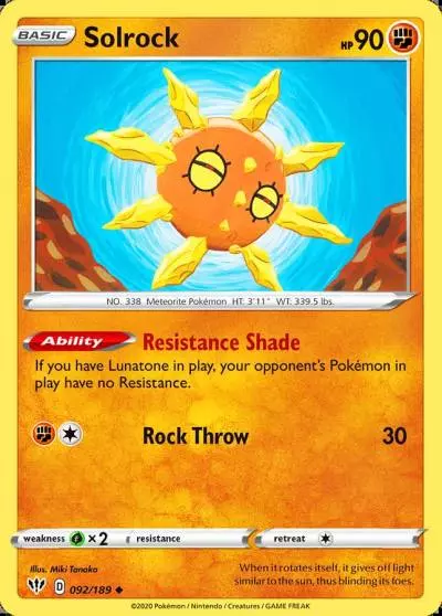 Solrock 92/189 Darkness Ablaze Pokemon card