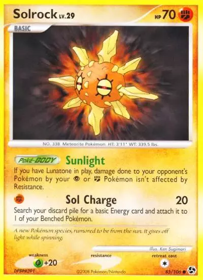 Solrock 85/106 Great Encounters Pokemon card
