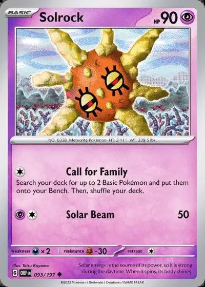 Solrock 93/197 Obsidian Flames Pokemon card