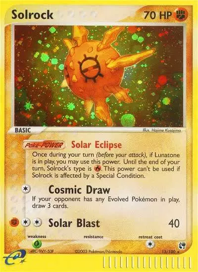 Solrock 13/100 Sandstorm Pokemon card